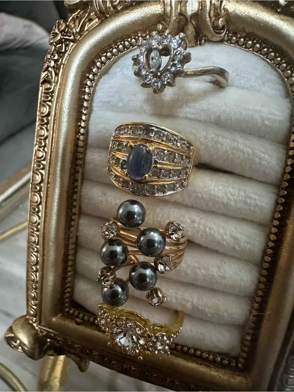 Gold Ornate Ring Display Stand with Velvet Insert - Home Accents